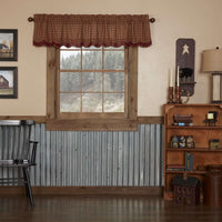 Thumbnail for Burgundy Check Scalloped Layered Valance 16x72