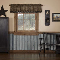 Thumbnail for Black Check Scalloped Layered Valance Curtain 16x72 - The Fox Decor