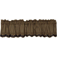 Thumbnail for Black Check Scalloped Layered Valance Curtain 16x72 - The Fox Decor