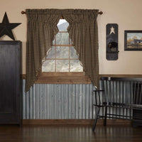 Thumbnail for Black Check Scalloped Prairie Short Panel Curtain Set of 2 63x36x18 - The Fox Decor