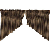 Thumbnail for Black Check Scalloped Prairie Swag Curtain Set of 2 36x36x18 VHC Brands - The Fox Decor