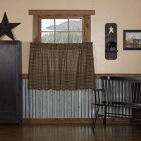 Thumbnail for Black Check Scalloped Tier Curtain Set of 2 L36xW36 - The Fox Decor