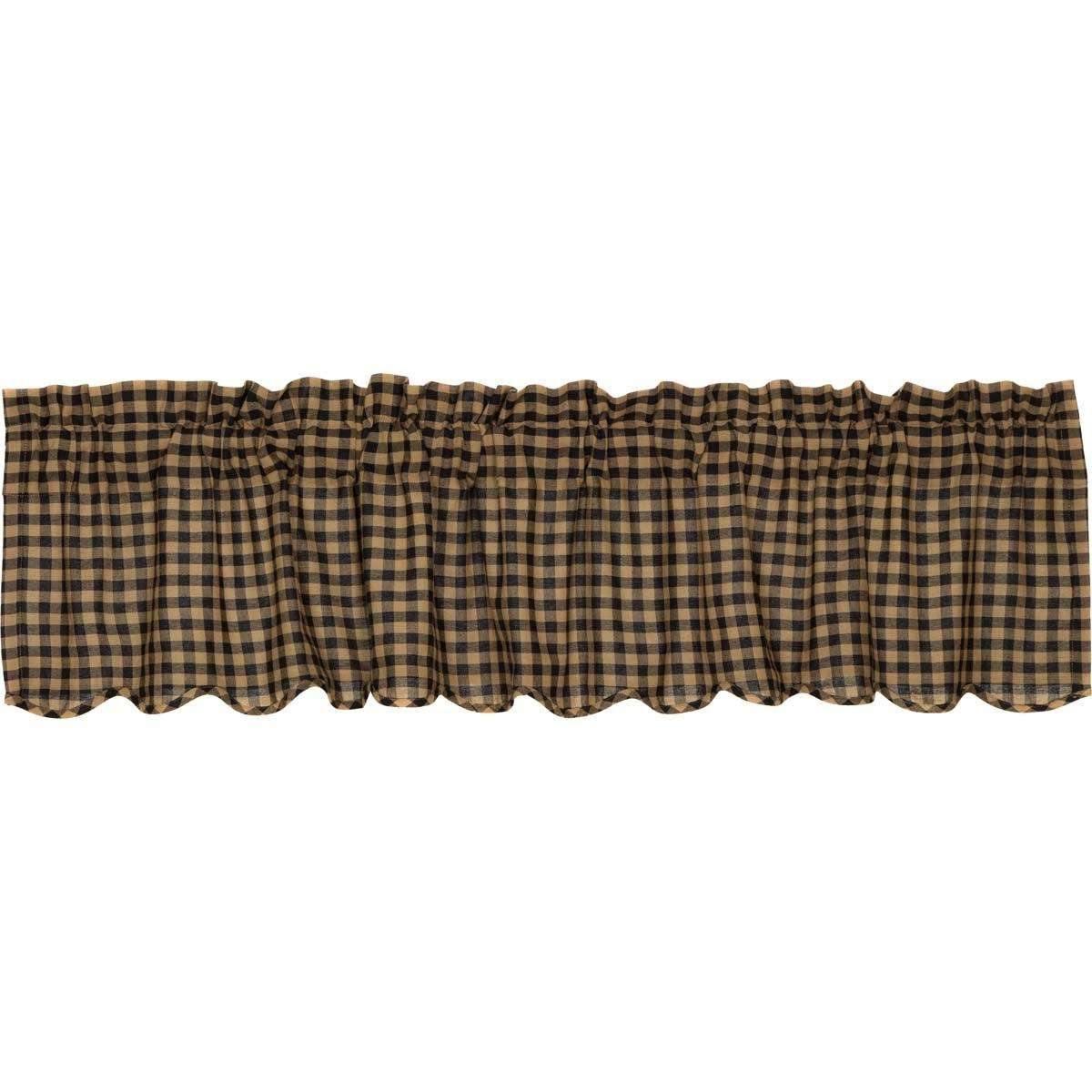 Black Check Scalloped Valance Curtain 16x72 - The Fox Decor