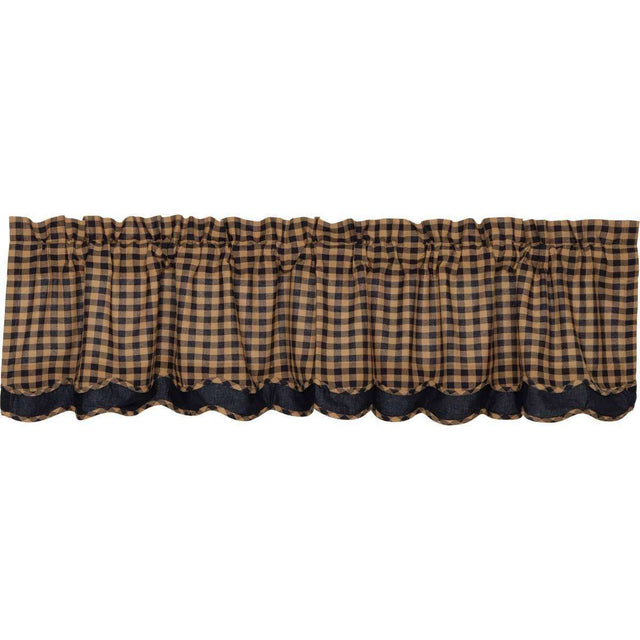 Navy Check Scalloped Layered Valance Curtain 16