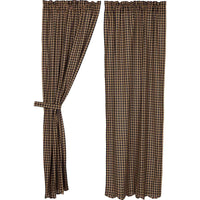 Navy Check Scalloped Panel Curtain Set of 2 84x40 VHC Brands - The Fox Decor