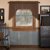 Thumbnail for Navy Check Scalloped Swag Curtain Set 36