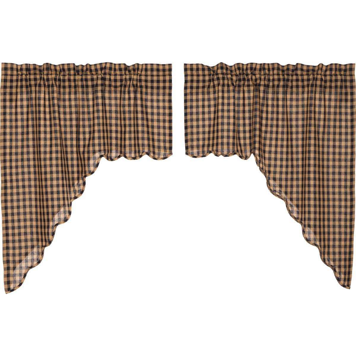 Navy Check Scalloped Swag Curtain Set 36