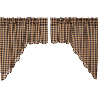 Thumbnail for Navy Check Scalloped Swag Curtain Set 36