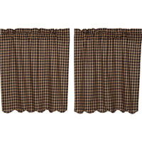 Thumbnail for Navy Check Scalloped Tier Curtain Set VHC Brands - The Fox Decor