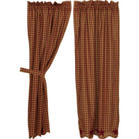 Thumbnail for Burgundy Star Scalloped Short Panel Country Curtain Set of 2 36