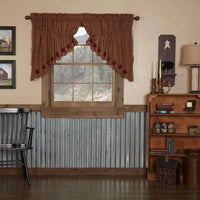 Thumbnail for Burgundy Star Scalloped Prairie Swag Curtain Set of 2 36x36x18 VHC Brands - The Fox Decor