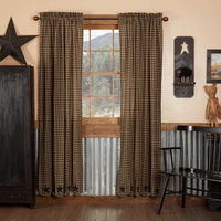 Thumbnail for Black Star Scalloped Panel Curtain Set of 2 84x40 - The Fox Decor