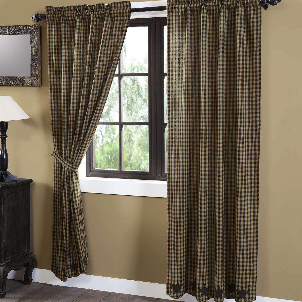 Black Star Scalloped Panel Curtain Set of 2 84x40 - The Fox Decor