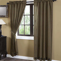 Thumbnail for Black Star Scalloped Panel Curtain Set of 2 84x40 - The Fox Decor