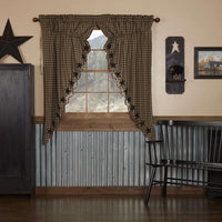 Thumbnail for Black Star Scalloped Prairie Short Panel Curtain Set of 2 63x36x18 - The Fox Decor