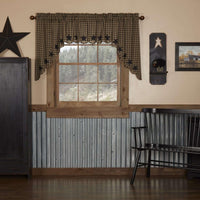 Thumbnail for Black Star Scalloped Swag Curtain Set of 2 36x36x16 - The Fox Decor