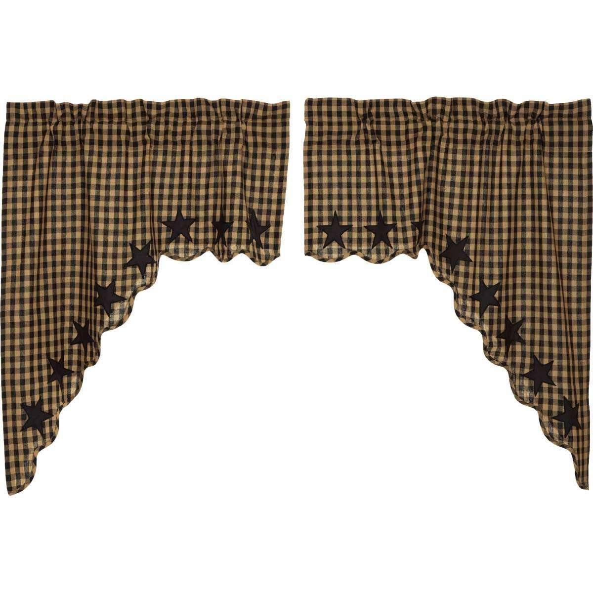 Black Star Scalloped Swag Curtain Set of 2 36x36x16 - The Fox Decor