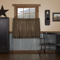 Thumbnail for Black Star Scalloped Tier Curtain Set of 2 L36xW36 - The Fox Decor