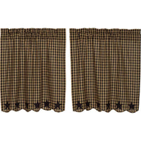 Thumbnail for Black Star Scalloped Tier Curtain Set of 2 L36xW36 - The Fox Decor