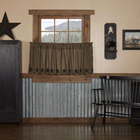 Thumbnail for Black Star Scalloped Tier Curtain Set of 2 L24xW36 - The Fox Decor