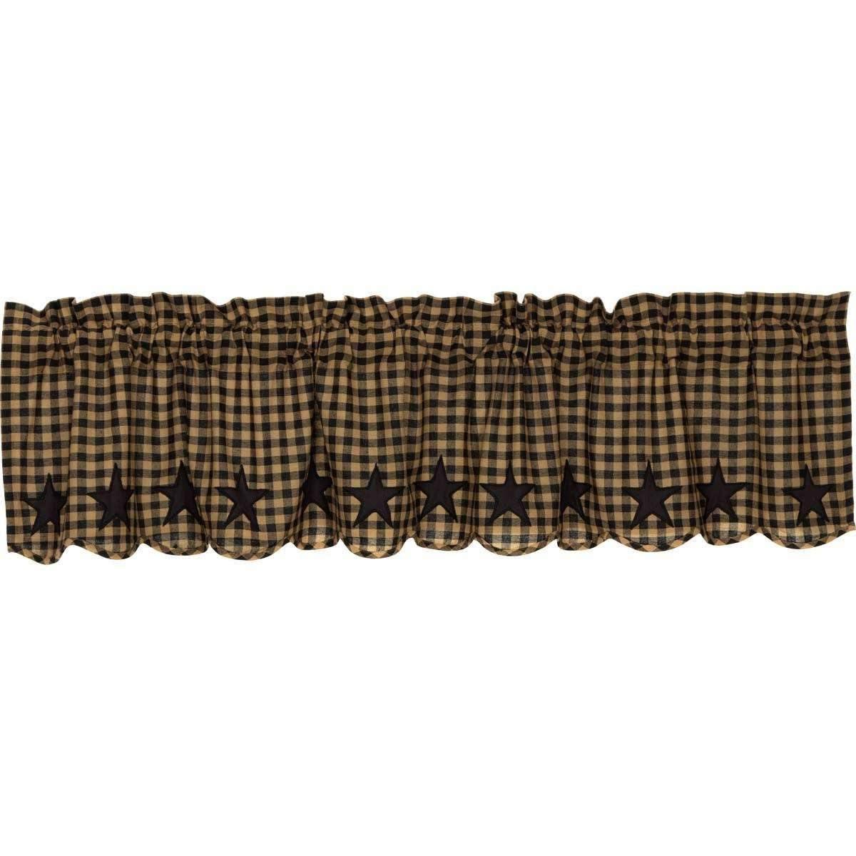 Black Star Scalloped Valance Curtain 16x72 - The Fox Decor