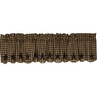 Thumbnail for Black Star Scalloped Valance Curtain 16x72 - The Fox Decor