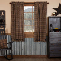 Navy Star Scalloped Short Panel Curtain Set of 2 63x36 - The Fox Decor