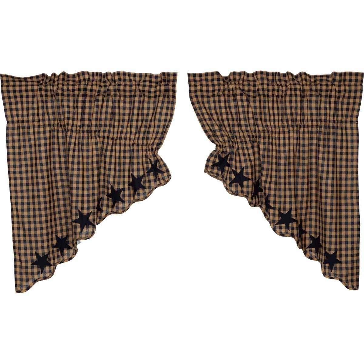 Navy Star Scalloped Prairie Swag Curtain Set of 2 36x36x18 VHC Brands online