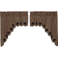 Thumbnail for Navy Star Scalloped Swag Curtain Set of 2 36x36x16 - The Fox Decor