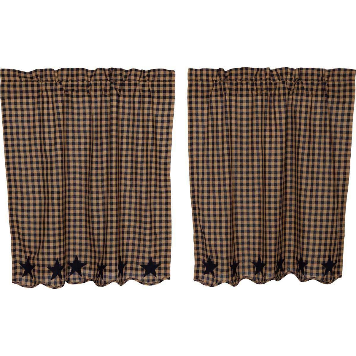 Navy Star Scalloped Tier Curtain Set of 2 L36xW36 - The Fox Decor