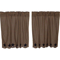 Thumbnail for Navy Star Scalloped Tier Curtain Set of 2 L36xW36 - The Fox Decor