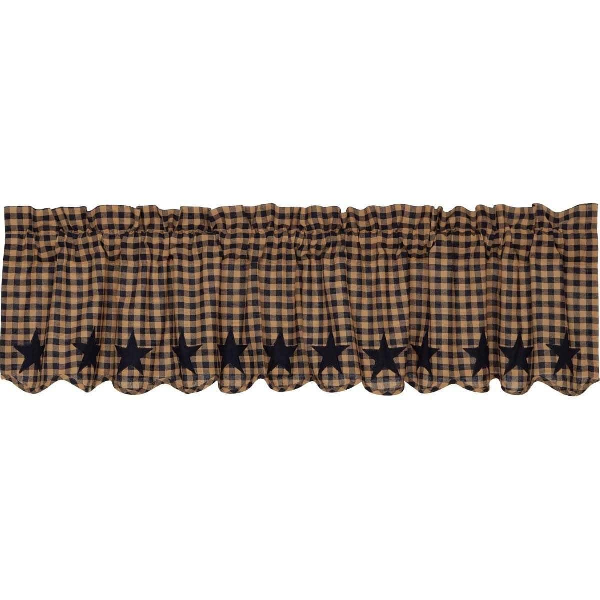 Navy Star Scalloped Valance Curtain 16x72 - The Fox Decor
