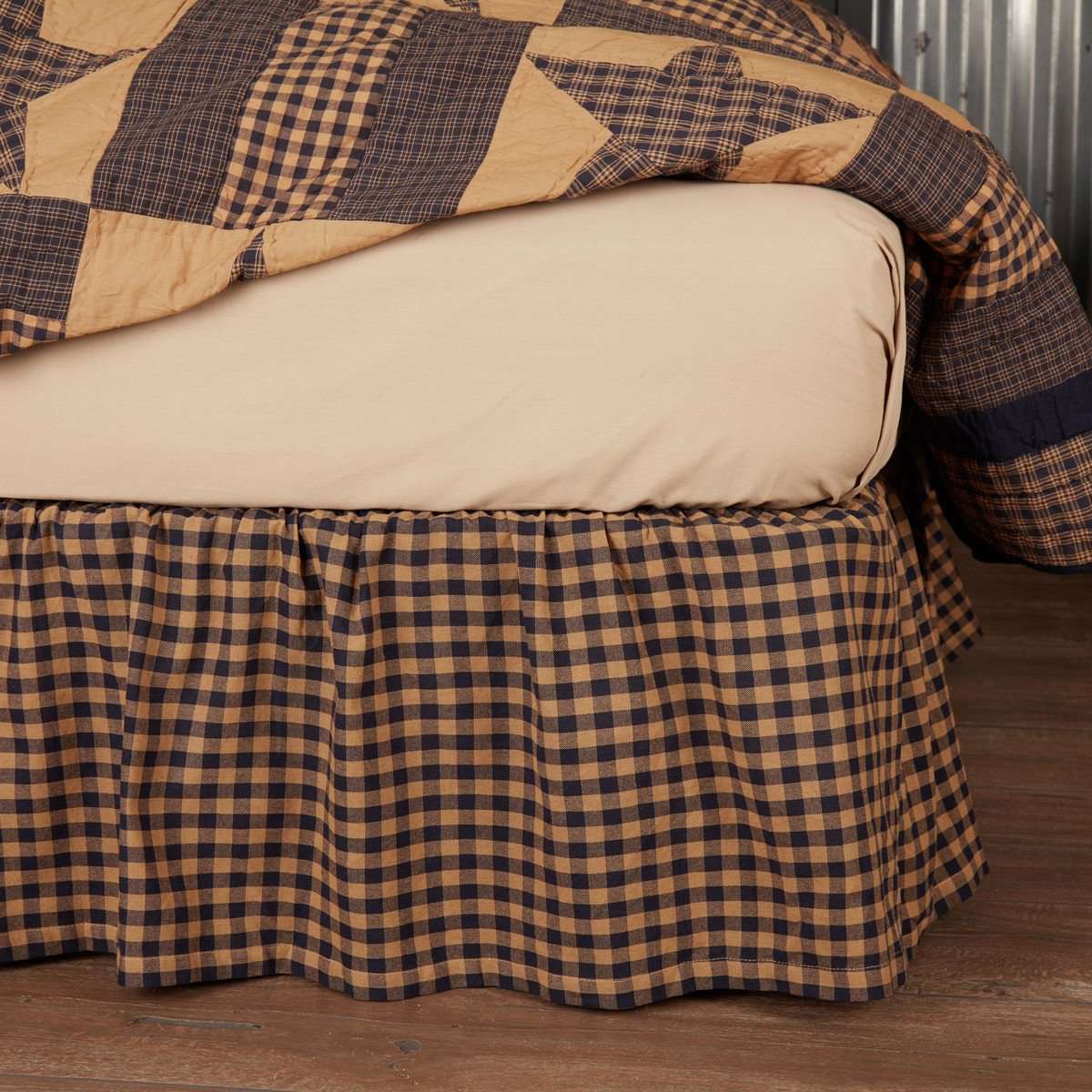 Navy Check Bed Skirts VHC Brands - The Fox Decor