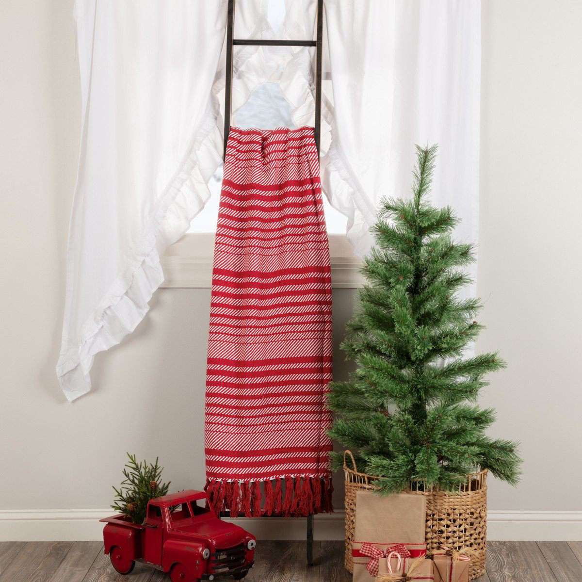 Whimsical Candy Cane Stripe Woven Throw 60" x 50" VHC Brands - The Fox Decor