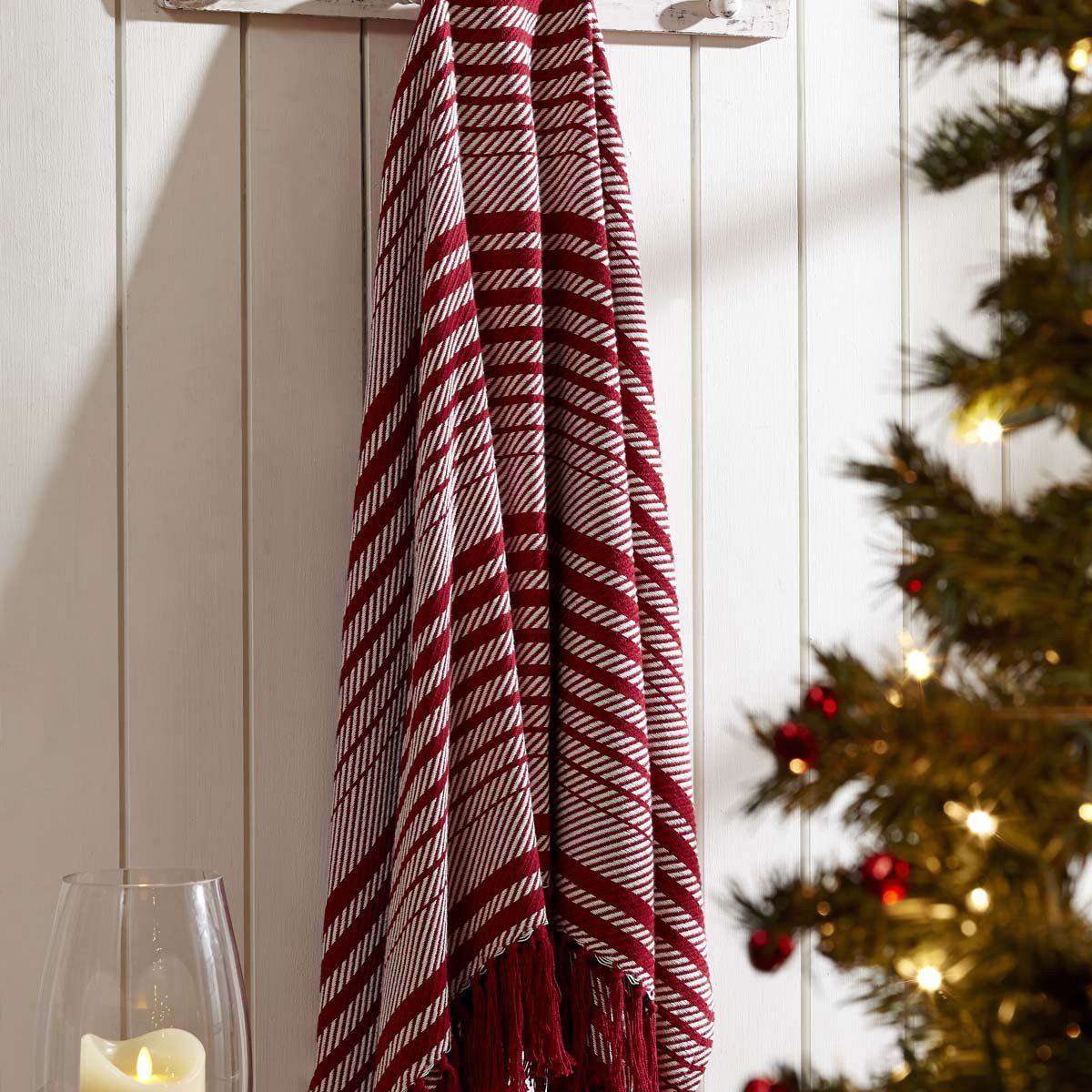 Whimsical Candy Cane Stripe Woven Throw 60" x 50" VHC Brands - The Fox Decor