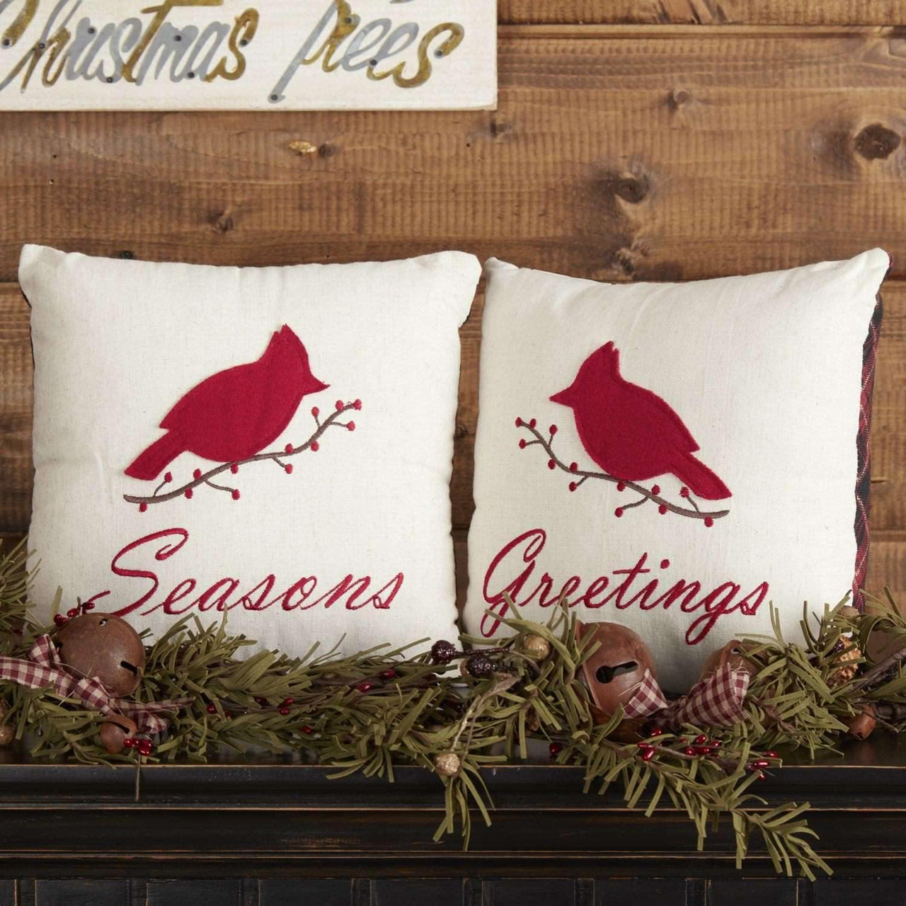 Seasons Greetings Pillow Set of 2 10x10