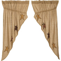 Thumbnail for Stratton Burlap Applique Star Prairie Short Panel Curtain Set of 2 - The Fox Decor