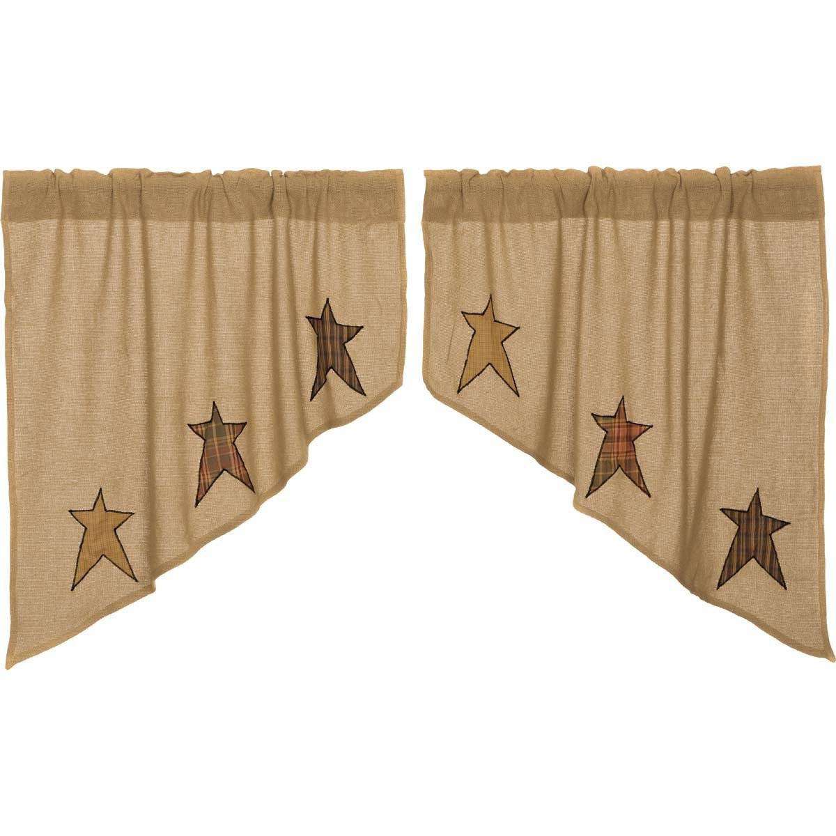 Stratton Burlap Applique Star Swag Curtain Set 36