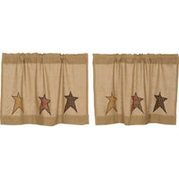 Thumbnail for Stratton Burlap Applique Star Tier Curtain Set of 2 L24xW36 - The Fox Decor