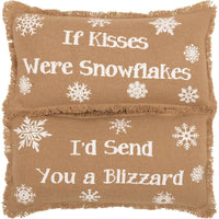 Thumbnail for Snowflake Burlap Pillow If Kisses..Snowflakes Set of 2 7x13 - The Fox Decor