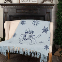 Thumbnail for Happy Snowman Navy Woven Throw 60