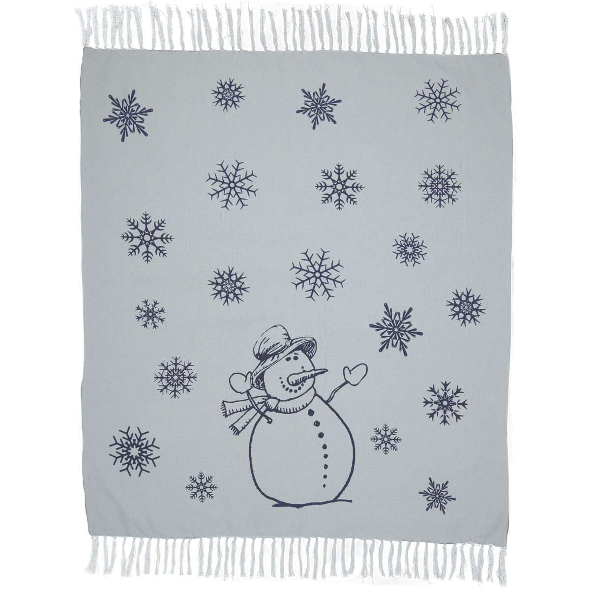 Happy Snowman Navy Woven Throw 60" x 50" VHC Brands - The Fox Decor