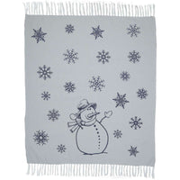 Thumbnail for Happy Snowman Navy Woven Throw 60