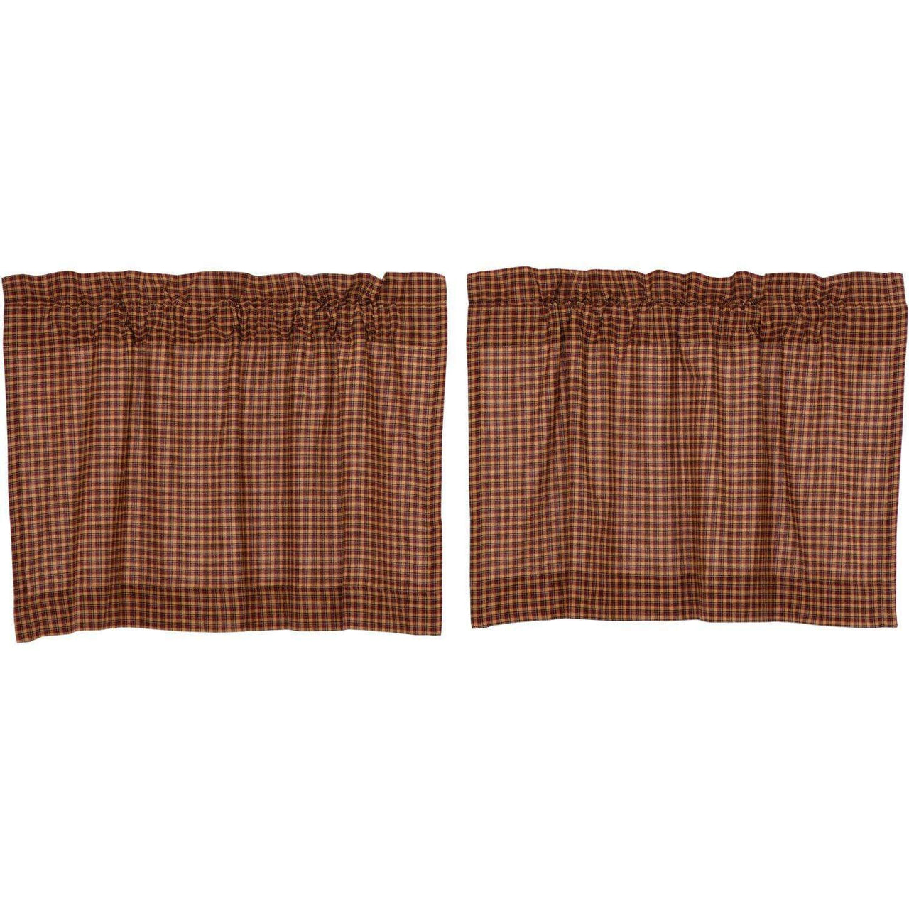 Patriotic Patch Plaid Tier Curtain Set of 2 L24xW36 - The Fox Decor