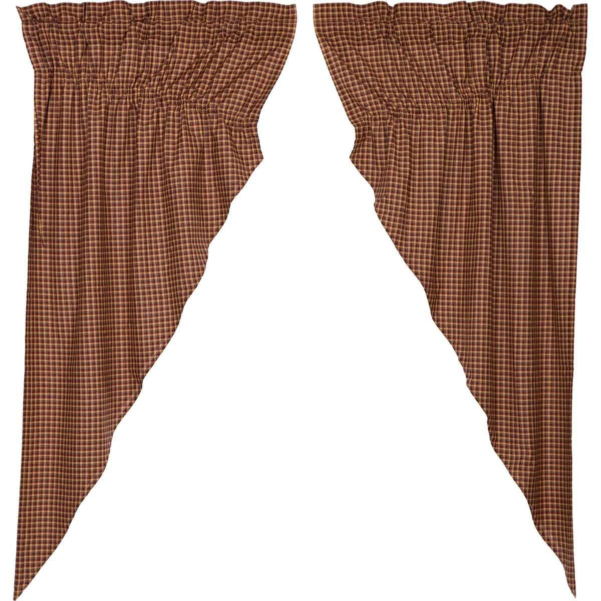 Patriotic Patch Plaid Prairie Short Panel Curtain Curtain Set of 2 36x63x18 - The Fox Decor