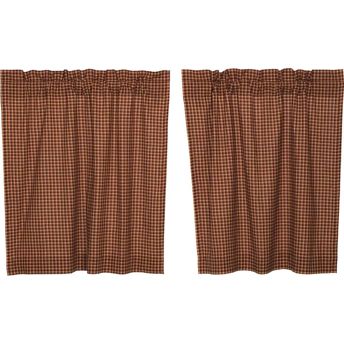 Patriotic Patch Plaid Tier Curtain Set of 2 L36xW36 - The Fox Decor