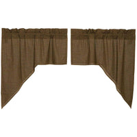 Thumbnail for Tea Cabin Green Plaid Swag Curtain Set of 2 36x36x16 - The Fox Decor