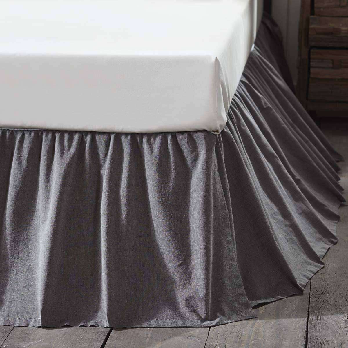 Black Chambray Bed Skirts Charcoal, Creme VHC Brands - The Fox Decor
