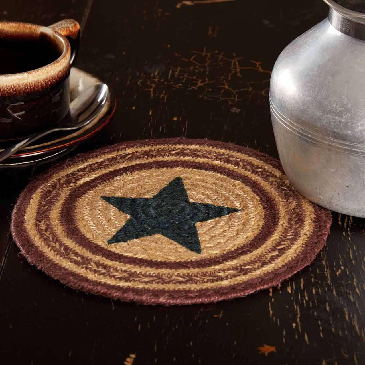 Potomac Jute Trivet Stencil Star 8" VHC Brands - The Fox Decor