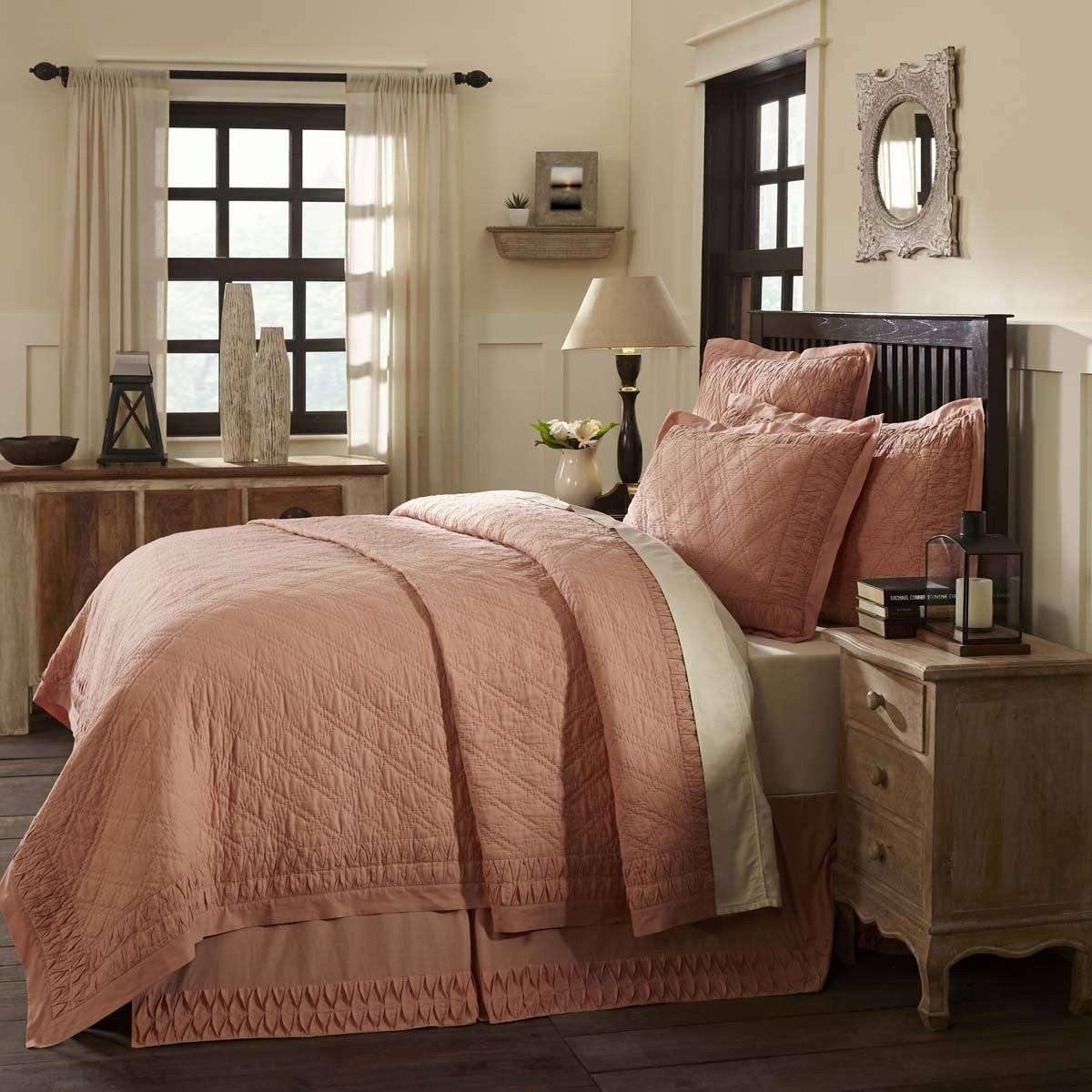 Adelia Apricot King Quilt 105Wx95L VHC Brands - The Fox Decor